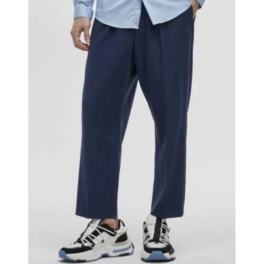 Mode‎ Of One Mens Caspian Waters Relaxed Fit Wool Blend Pants Navy Blue M NEW